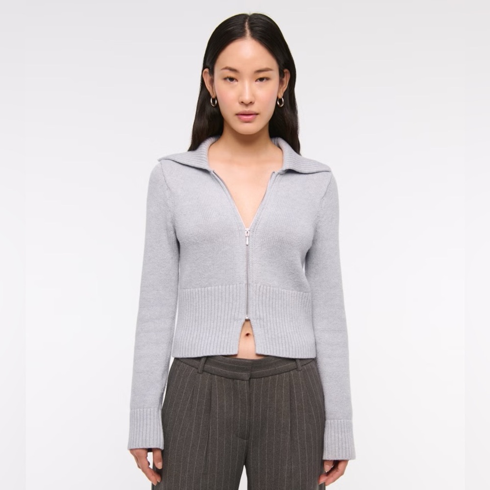 ABERCROMBIE Zip-Up Collared Cardigan